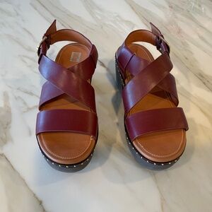 FitFlop Burgundy Platform Sandals